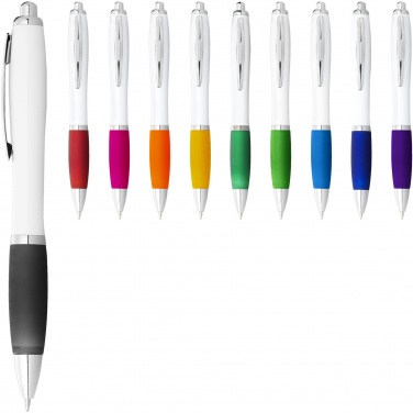 Logo trade business gift photo of: Nash ballpoint pen white barrel and coloured grip
